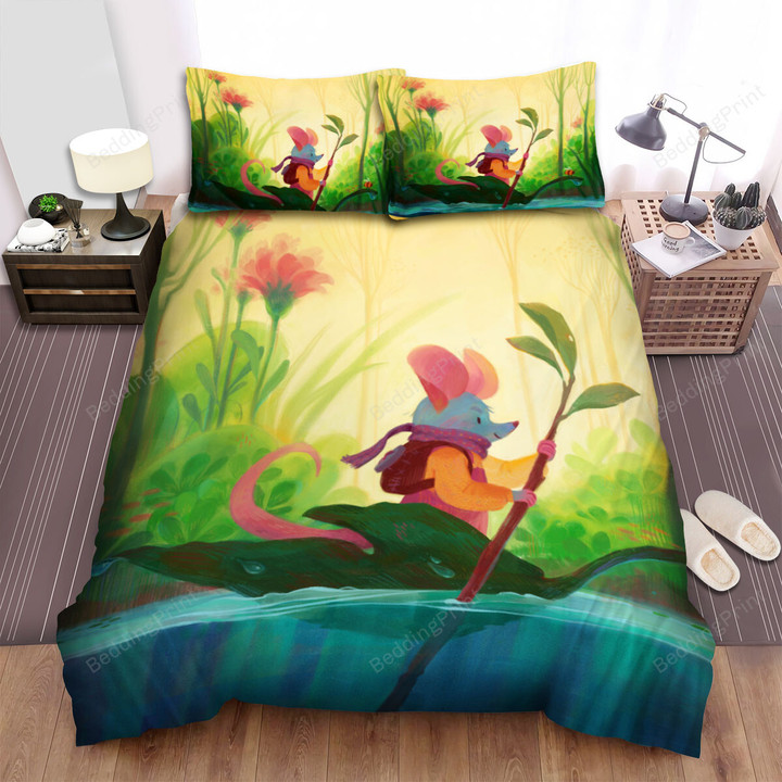 The Wild Creature - The Mouse On A Leaf Boat Bed Sheets Spread Duvet Cover Bedding Sets