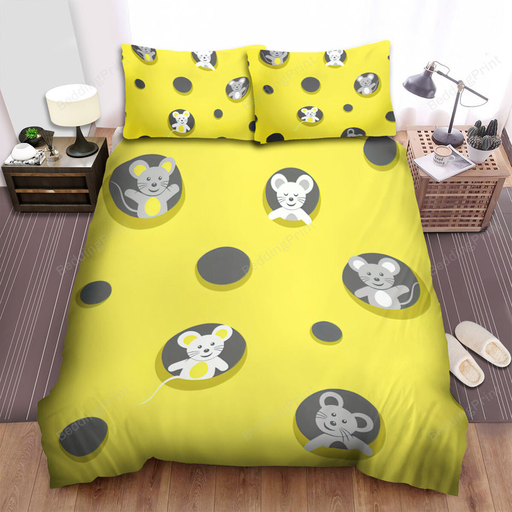 The Wild Creature - The Mouse Hiding In Cheese Pattern Bed Sheets Spread Duvet Cover Bedding Sets