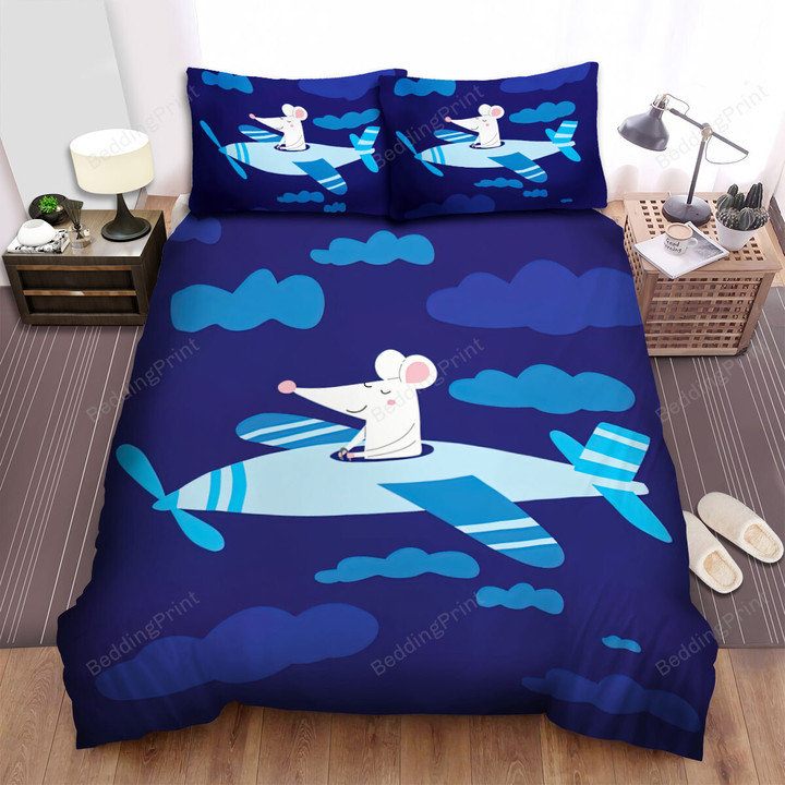 The Wild Creature - The Mouse Pilot In The Sky Bed Sheets Spread Duvet Cover Bedding Sets