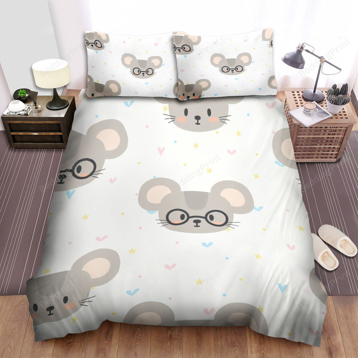 The Wild Creature - The Glasses Mouse Pattern Bed Sheets Spread Duvet Cover Bedding Sets