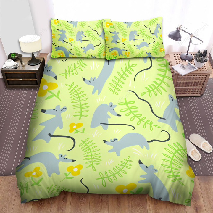 The Wild Creature - The Mouse In Green Background Bed Sheets Spread Duvet Cover Bedding Sets