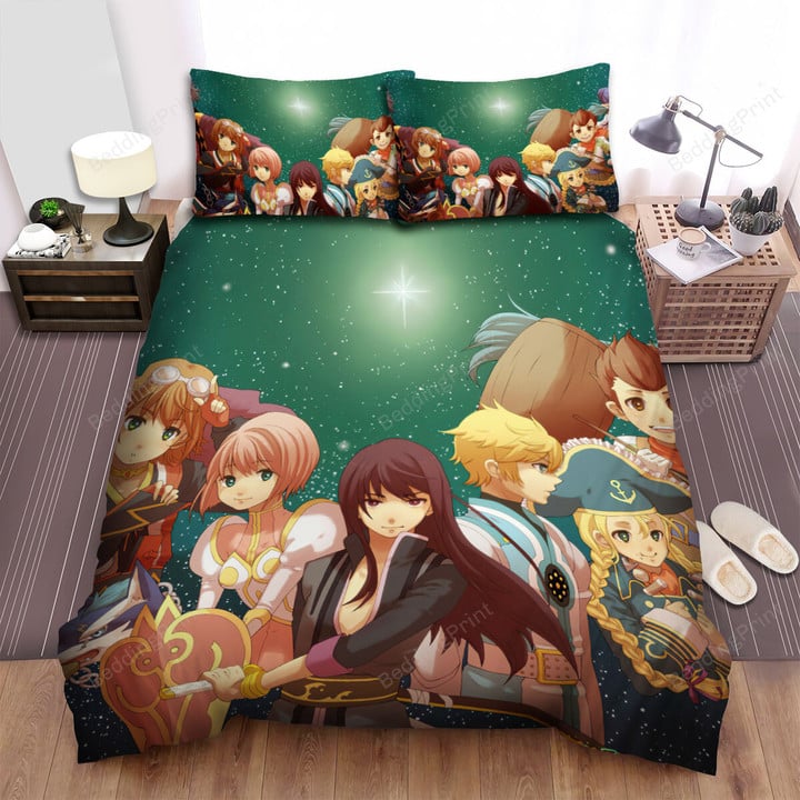 Tales Of Vesperia Main Characters In Galaxy Background Bed Sheets Spread Duvet Cover Bedding Sets