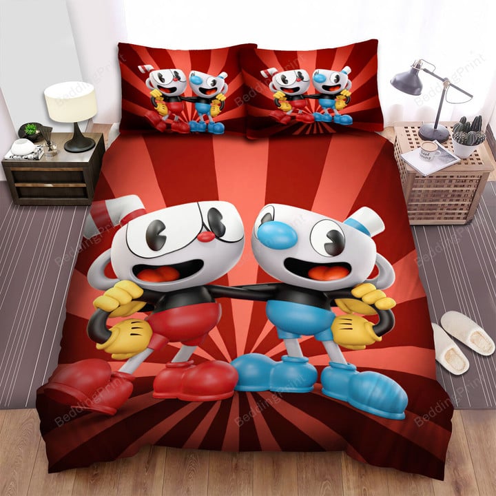 Cuphead - Cuphead And Mugman Wallpaper Bed Sheets Spread Duvet Cover Bedding Sets