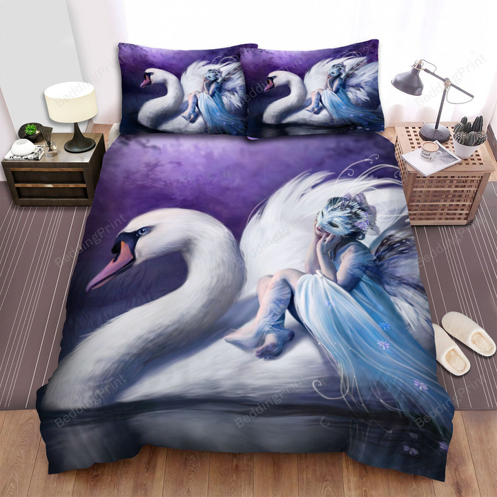 The Wild Animal - The Mask Girl Siting On The Swan Bed Sheets Spread Duvet Cover Bedding Sets