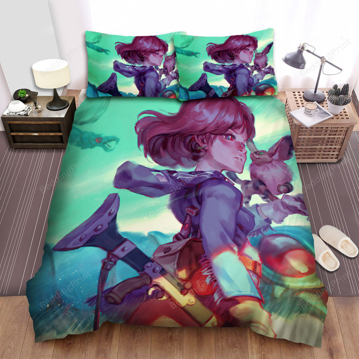 Nausicaä Of The Valley Of The Wind (1984) Cool Girl Movie Poster Bed Sheets Spread Comforter Duvet Cover Bedding Sets