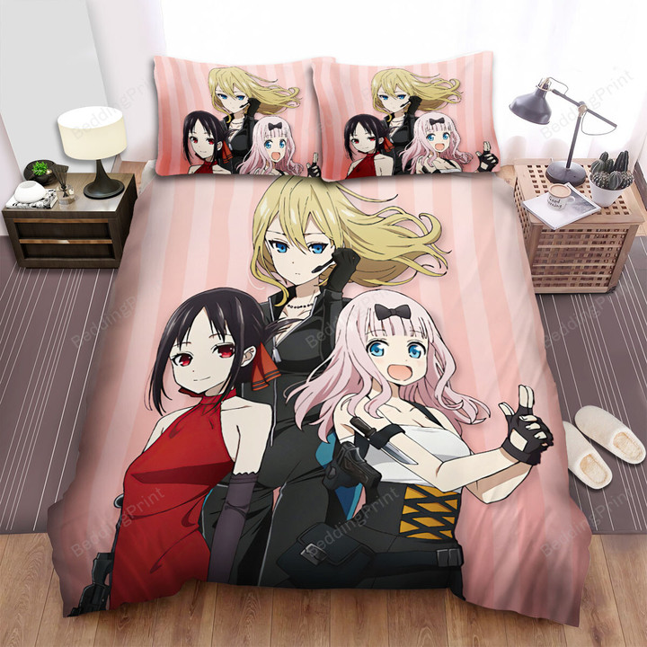 Kaguya-Sama: Love Is War Anime Girls 2 Bed Sheets Spread Comforter Duvet Cover Bedding Sets
