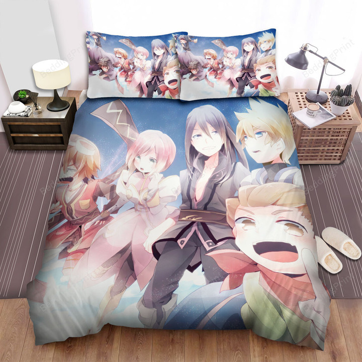 Tales Of Vesperia Main Characters Flying In The Sky Bed Sheets Spread Duvet Cover Bedding Sets