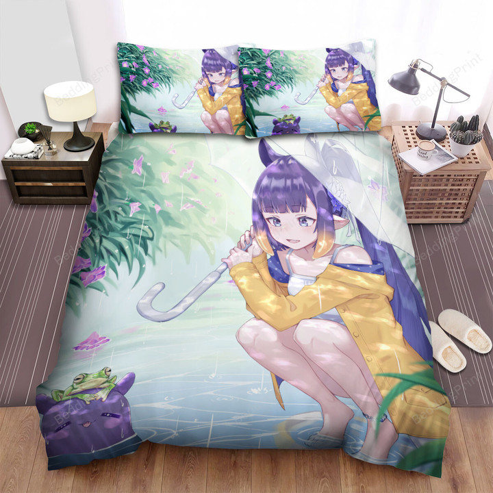 Ninomae Ina'nis & Takodachi In The Rain Bed Sheets Spread Duvet Cover Bedding Sets