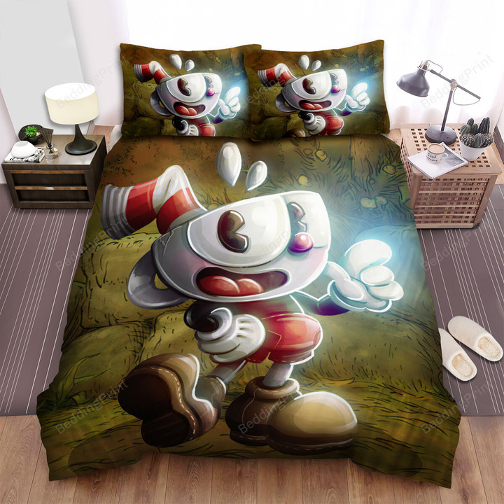 Cuphead - Cuphead Smiling Art Bed Sheets Spread Duvet Cover Bedding Sets