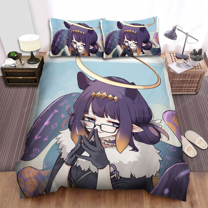 Ninomae Ina'nis With Glasses Bed Sheets Spread Duvet Cover Bedding Sets