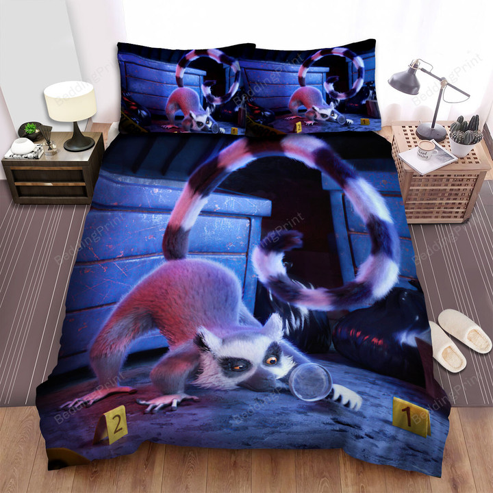 The Wild Animal - The Lemur Looking Through The Magnifying Glass Bed Sheets Spread Duvet Cover Bedding Sets