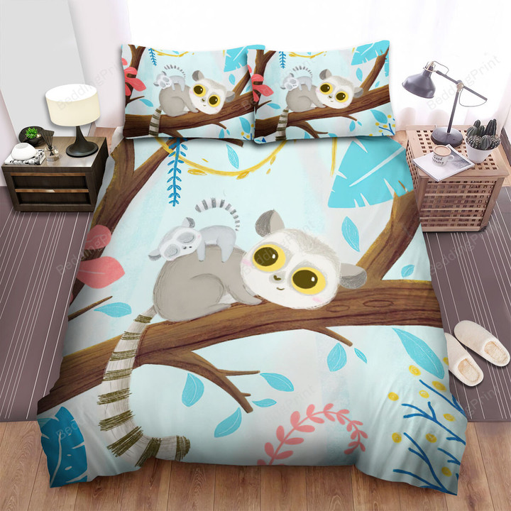 The Lemur Carrying The Cub Bed Sheets Spread Duvet Cover Bedding Sets