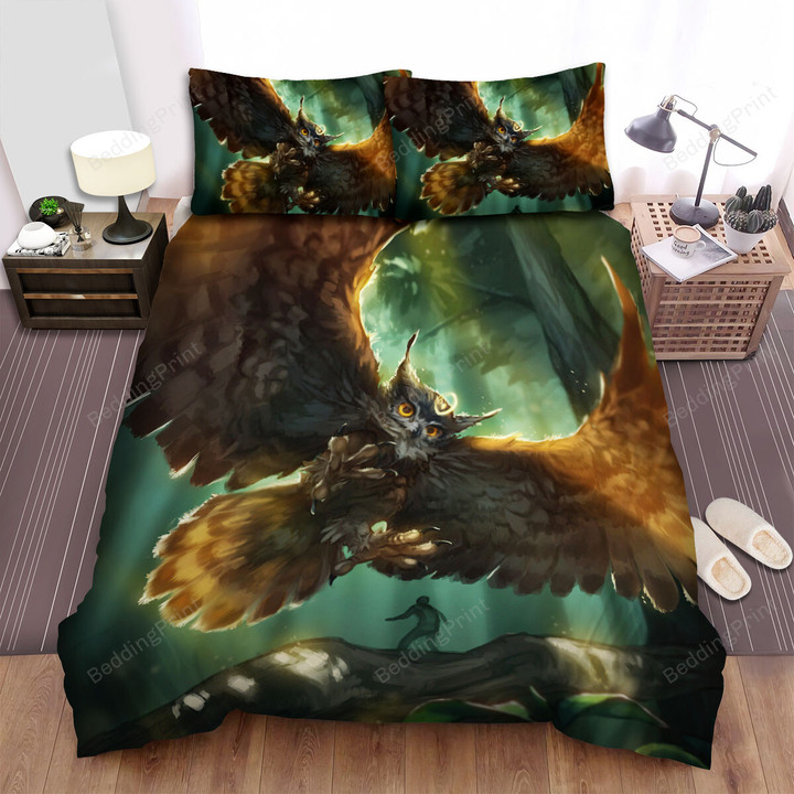 The Wild Bird - The Giant Owl From The Sky Bed Sheets Spread Duvet Cover Bedding Sets