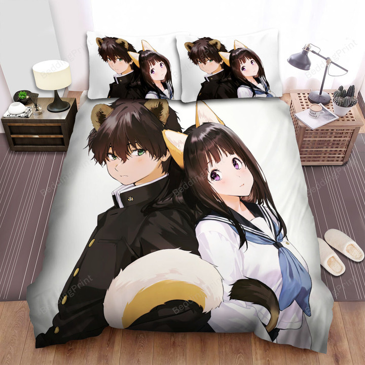 Hyouka Houtarou & Eru In Animal Costumes Bed Sheets Spread Duvet Cover Bedding Sets