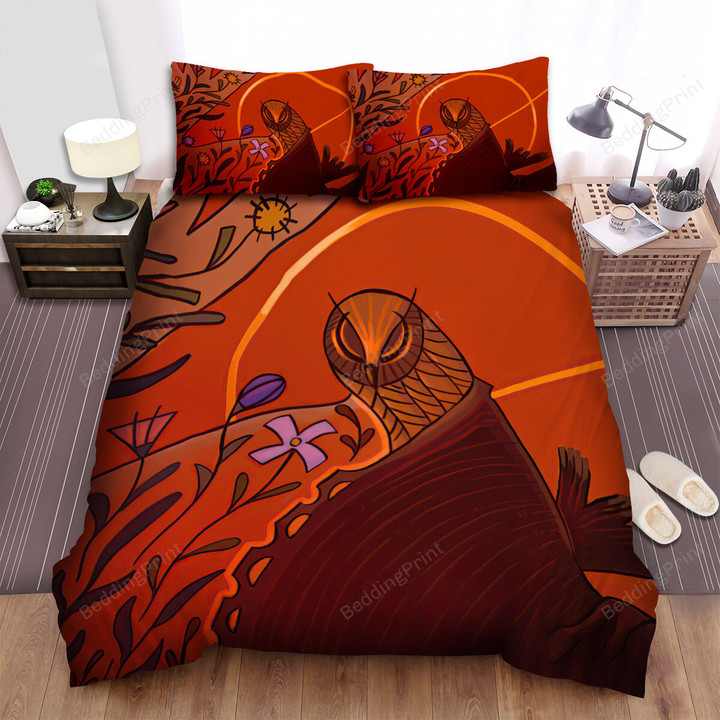 The Owl And The Arrow Pattern Bed Sheets Spread Duvet Cover Bedding Sets