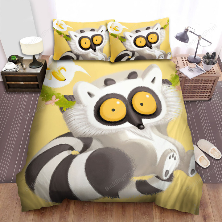 The Lemur Thinking Of The Banana Bed Sheets Spread Duvet Cover Bedding Sets