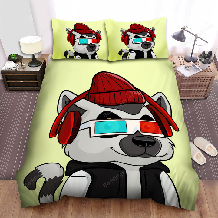 The Lemur Wearing 3d Glasses Bed Sheets Spread Duvet Cover Bedding Sets