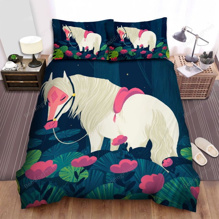 The Wildlife - The White Horse In The Forest Bed Sheets Spread Duvet Cover Bedding Sets