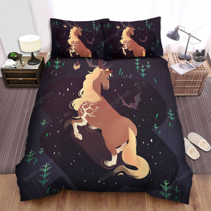 The Wildlife - The Horse Running Along The Bat Bed Sheets Spread Duvet Cover Bedding Sets