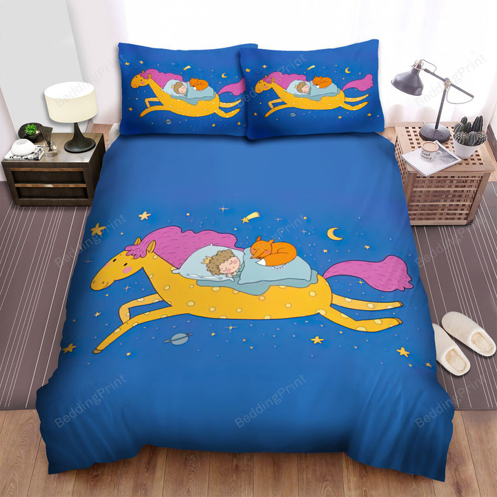 The Wildlife - Sleeping On The Orange Horse Bed Sheets Spread Duvet Cover Bedding Sets