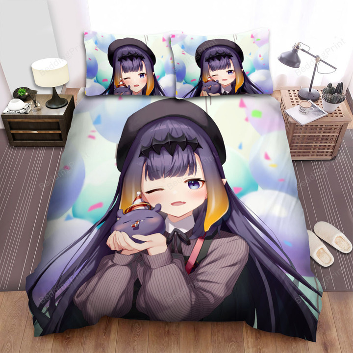 Ninomae Ina'nis With Cute Takodachi Bed Sheets Spread Duvet Cover Bedding Sets