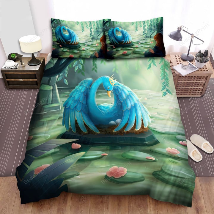 The Wild Animal - The Blue Swan Protecting Its Eggs Bed Sheets Spread Duvet Cover Bedding Sets
