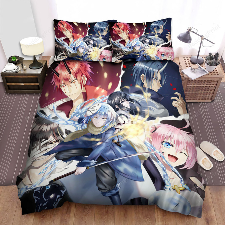 That Time I Got Reincarnated As A Slime (2018) Fighting Movie Poster Bed Sheets Spread Comforter Duvet Cover Bedding Sets