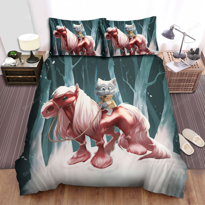 The Wild Creature - The Cat On The Horse Bed Sheets Spread Duvet Cover Bedding Sets