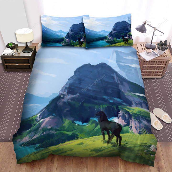 The Wild Creature - The Black Horse In His Territory Bed Sheets Spread Duvet Cover Bedding Sets