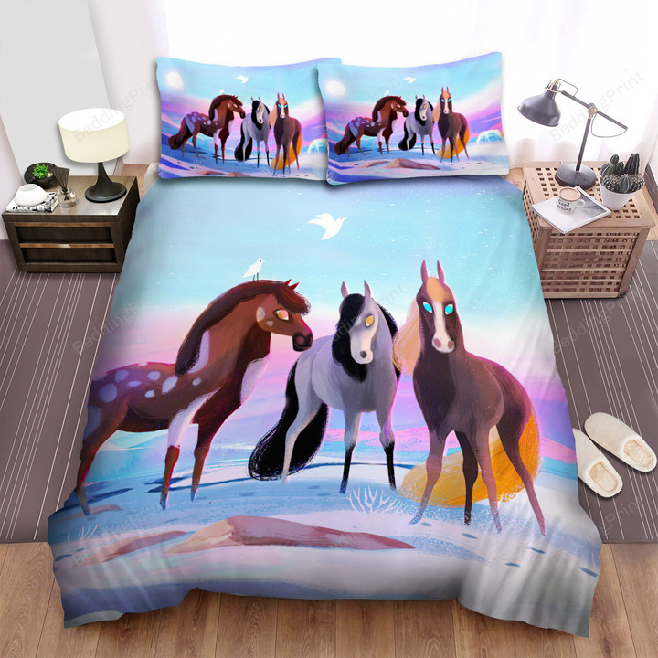 The Natural Animal - The Horse Pack In The Winter Bed Sheets Spread Duvet Cover Bedding Sets