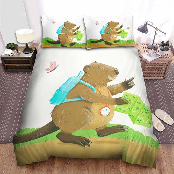 The Wildlife - The Beaver Walking With A Map Bed Sheets Spread Duvet Cover Bedding Sets