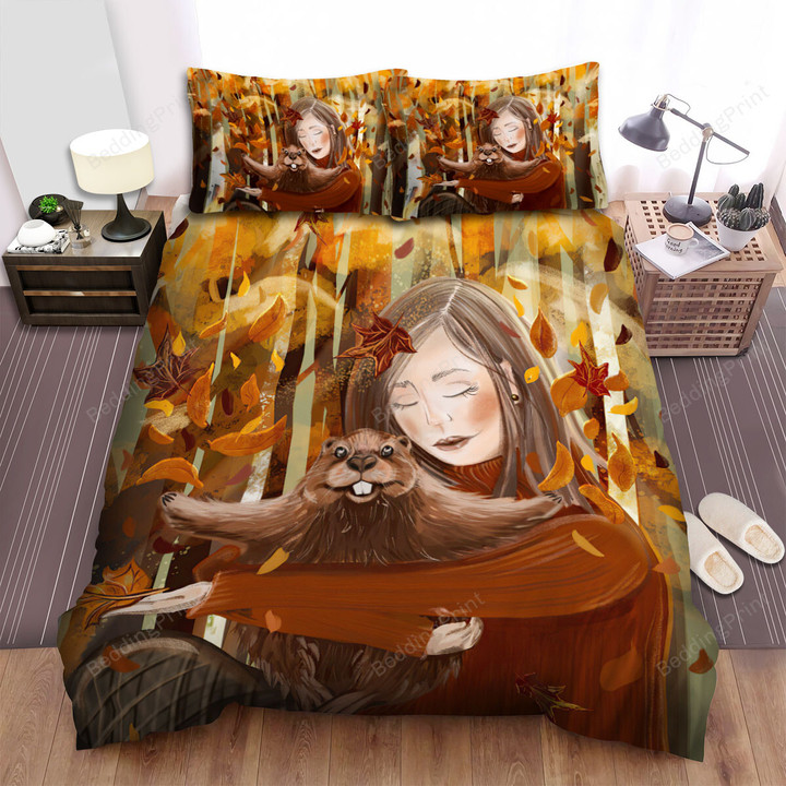 The Wildlife - The Beaver In The Autumn Bed Sheets Spread Duvet Cover Bedding Sets