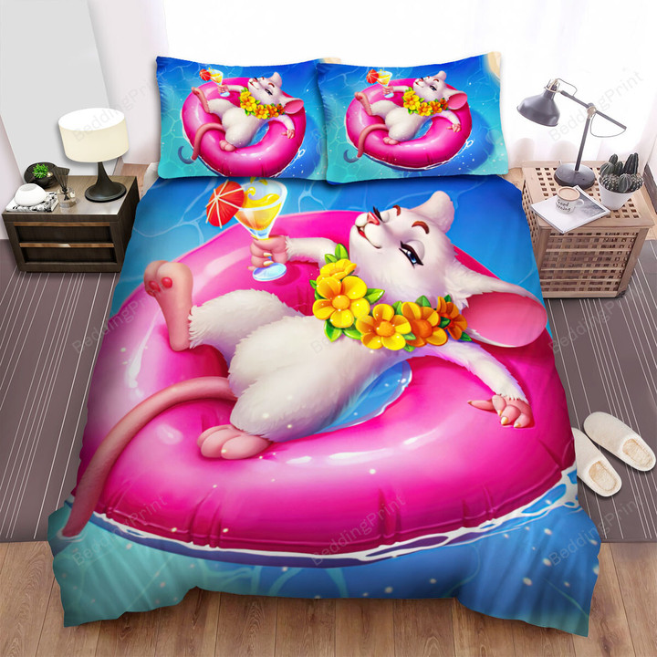 The Rodent - The Mouse On The Pink Float Bed Sheets Spread Duvet Cover Bedding Sets
