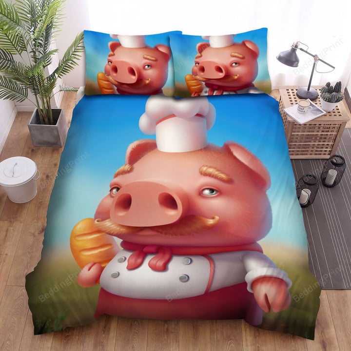 The Farm Animal - The Pig Chef Bed Sheets Spread Duvet Cover Bedding Sets