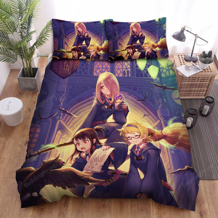 Little Witch Academia The Trio & Black Crows Bed Sheets Spread Duvet Cover Bedding Sets