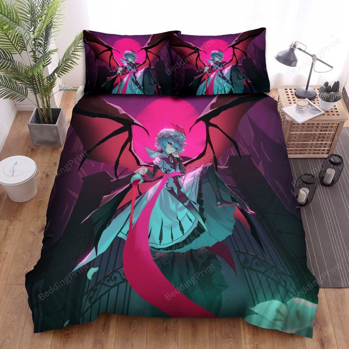 Touhou Remilia Scarlet In Blood Moon Night Bed Sheets Spread Duvet Cover Bedding Sets