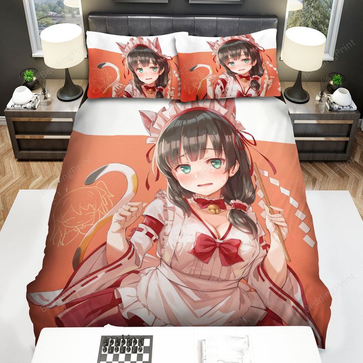 Assault Lily Wang Yujia In Maid Cat Costume Bed Sheets Spread Duvet Cover Bedding Sets