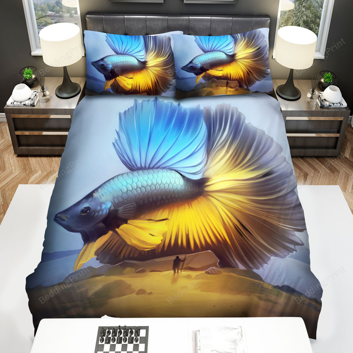 The Giant Betta Swimming Art Bed Sheets Spread Duvet Cover Bedding Sets