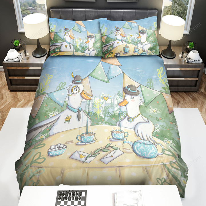 The Farm Animal - The Goose Looking At Another Bed Sheets Spread Duvet Cover Bedding Sets