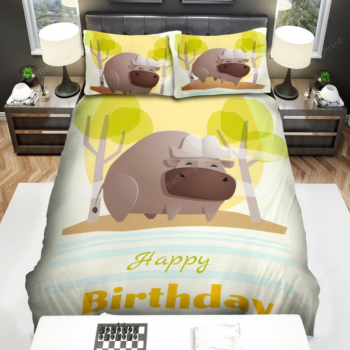 The Buffalo So Happy Illustration Bed Sheets Spread Duvet Cover Bedding Sets