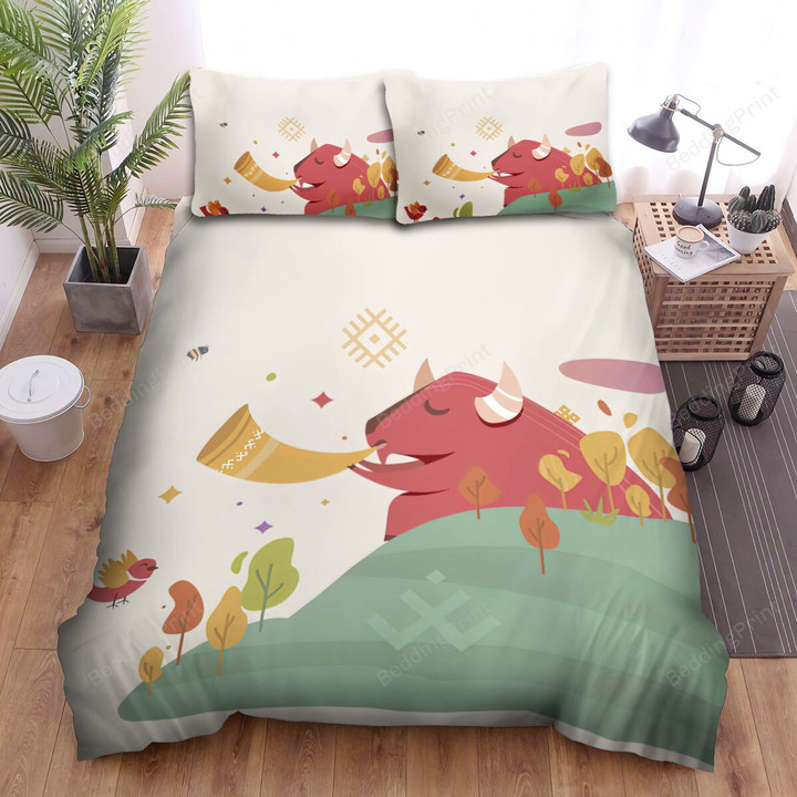 The Buffalo Blowing Horn Bed Sheets Spread Duvet Cover Bedding Sets