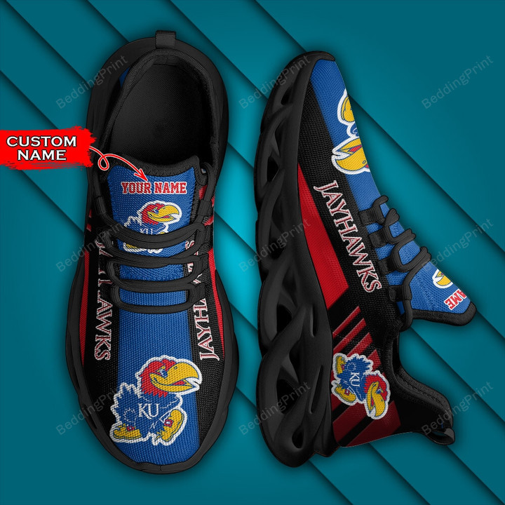 NCAA Kansas Jayhawks Personalized Custom Name Max Soul Shoes
