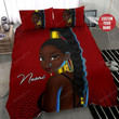 African Pretty Girl Long Hair Personalized Custom Name Duvet Cover Bedding Set