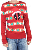 Marvel Deadpool Santa Hat Stripes Adult Red Ugly Sweater