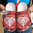 Personalized Lacrosse My Heart Crocs Crocband Clogs, Gift For Lover Lacrosse Crocs Comfy Footwear