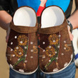 Hippie Sunflower Crocs Crocband Clogs, Crocs Crocband Clogs, Gift For Lover Hippie Sunflower Crocs Comfy Footwear