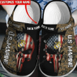 Personlized The Punisher Us Marine Crocs Crocband Clogs, Gift For Lover Us Marine Crocs Comfy Footwear