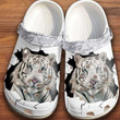 White Tiger Crack Wall Crocs Crocband Clogs, Gift For Lover White Tiger Crocs Comfy Footwear