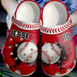 Personalized Baseball Crack Wall Crocs Crocband Clogs, Gift For Lover Baseball Crocs Comfy Footwear