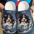Personalized Bernese Mountain in Jean Pocket Crocs Crocband Clogs, Gift For Lover Bernese Mountain Crocs Comfy Footwear